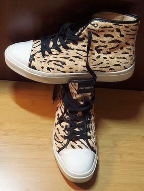 STEVE MADDEN "TYWIN" MEN'S CALF HAIR & PU LEATHER  HIGH-TOP SNEAKERS SIZE 12